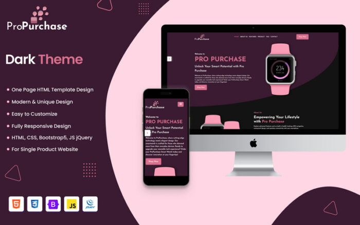 Pembelian Pro - Template Halaman Arahan Bootstrap HTML Produk Tunggal - Fitur Gambar 1