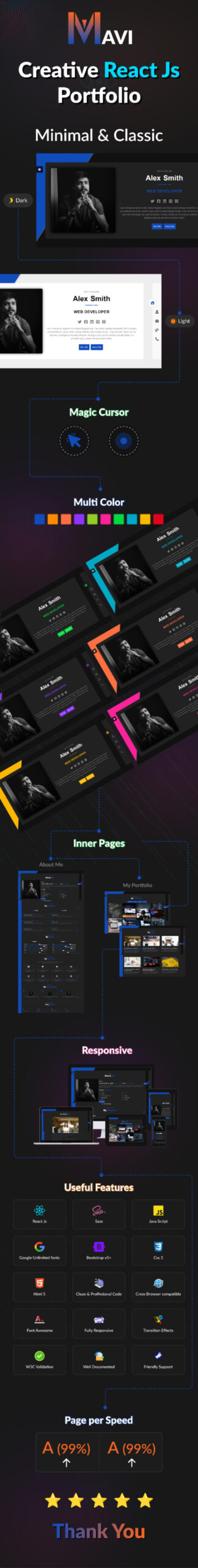 Mavi - Template Portofolio Pribadi React - Fitur Gambar 1