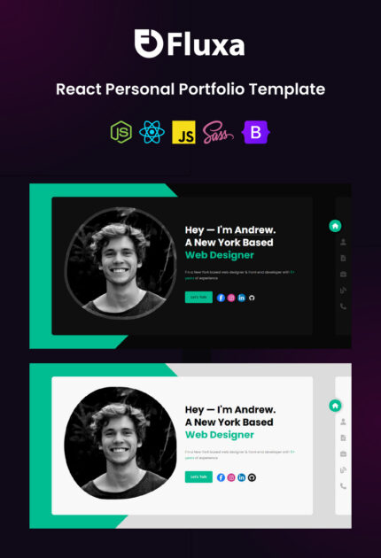 Fluxa - Template Portofolio Pribadi React - Fitur Gambar 1