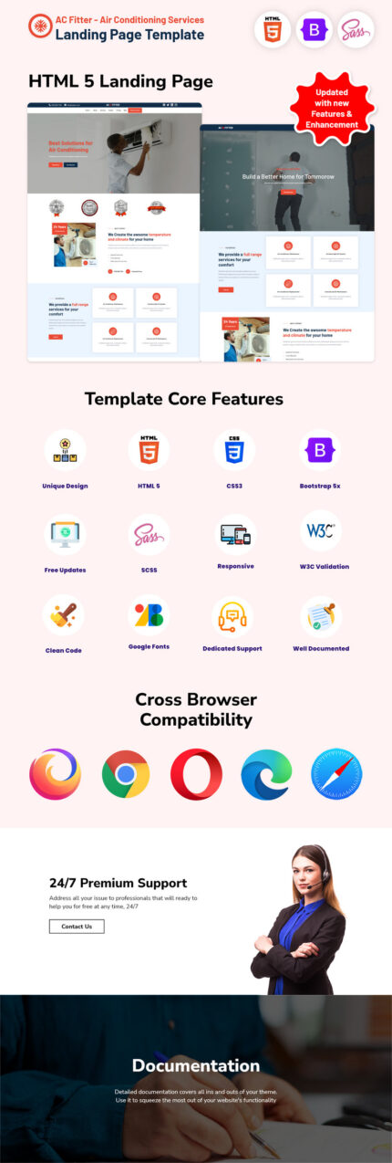Templat Halaman Arahan AC Fitter - Layanan Pendingin Udara - Fitur Gambar 1