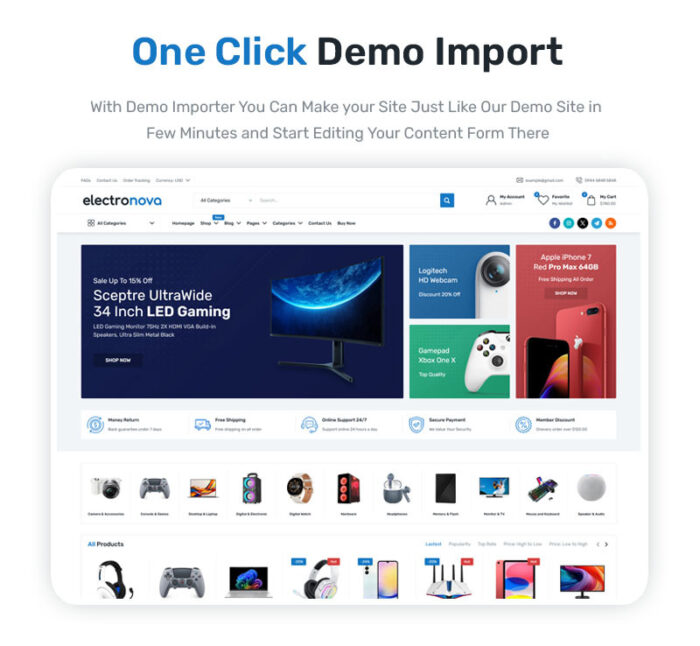 ElectroNova - Tema WordPress WooCommerce - Fitur Gambar 1