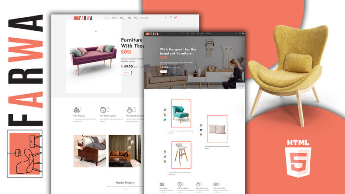 Template Situs Web HTML5 Toko Mebel Modern Farwa - Fitur Gambar 1
