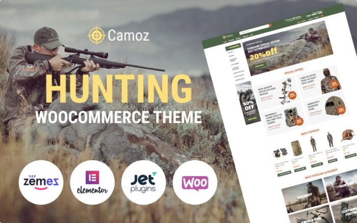 Camoz - Tema Klasik E-Commerce Berburu Elementor WooCommerce