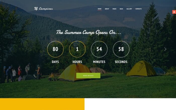 Campines - Template Joomla Perkemahan Musim Panas yang Cerah untuk Anak-anak & Remaja