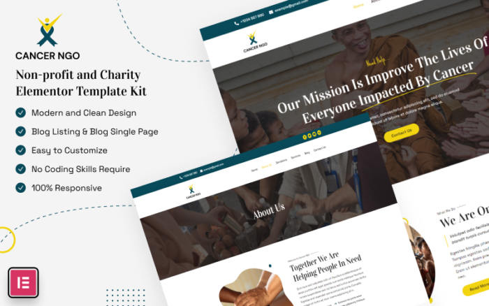 Cancer NGO - Non-profit and Charity Elementor Template Kit