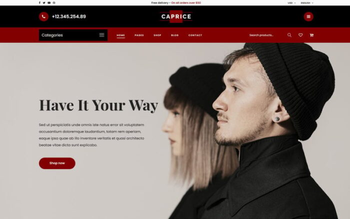 Caprice - Template Situs Web HTML eCommerce Serbaguna