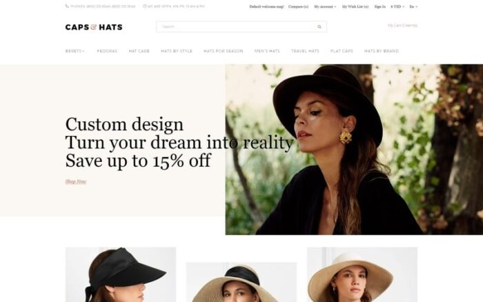 Caps & Hats - Template OpenCart Bootstrap Responsif, Bergaya, dan Bersih