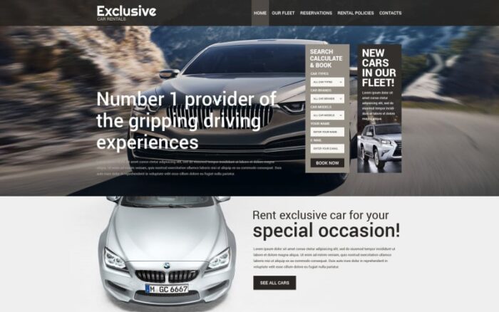 Template Situs Web Responsif Penyewaan Mobil