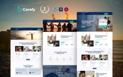 Carefy  Life Insurance WordPress Elementor Template kit