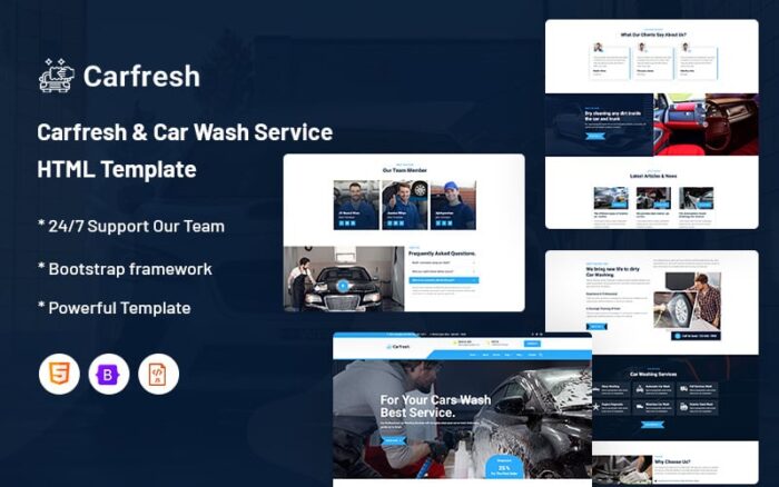 Carfresh – Template Situs Web Layanan Cuci Mobil