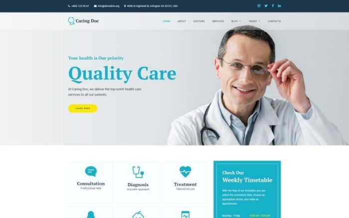 Template Situs Web Klinik Layanan Medis Caring Doc