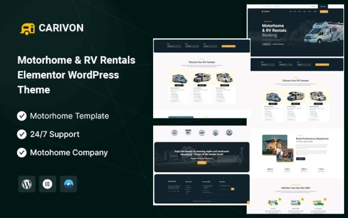 Carivon – Sewa Motorhome & Mobil RV Tema WordPress Elementor