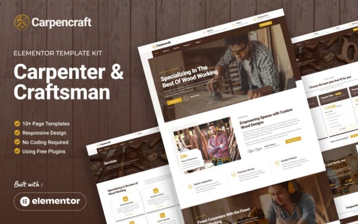 Carpencraft - Kit Template Elementor untuk Tukang Kayu & Pengrajin