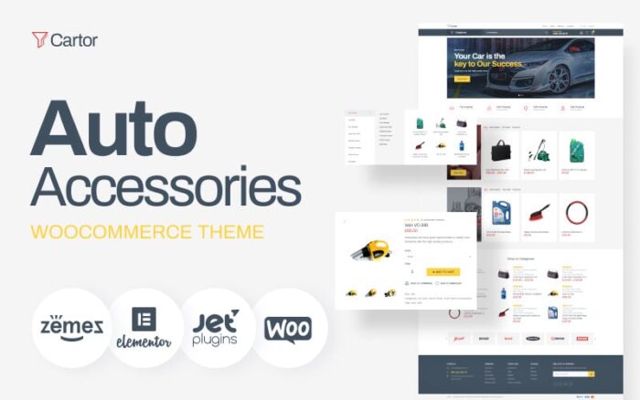 Cartor - Aksesori Mobil ECommerce Klasik Elementor Tema WooCommerce