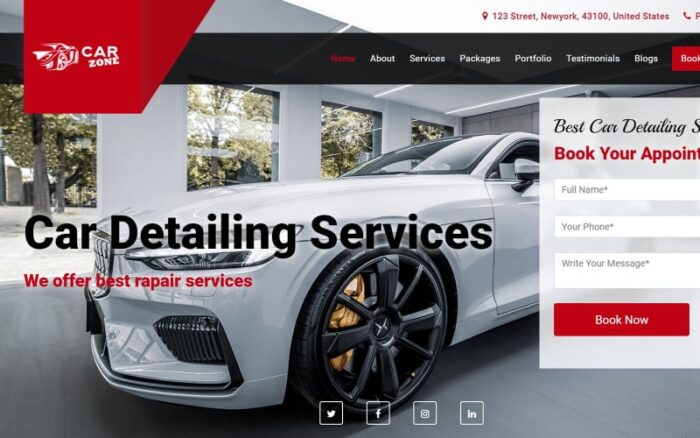 Carzone - Template Situs Web Layanan Perbaikan dan Detailing Mobil