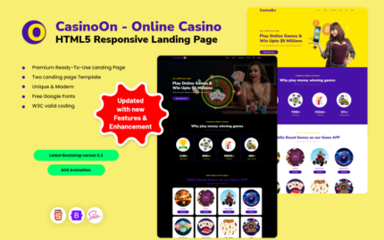 CasinoOn - Halaman Arahan Responsif HTML5 Kasino Online