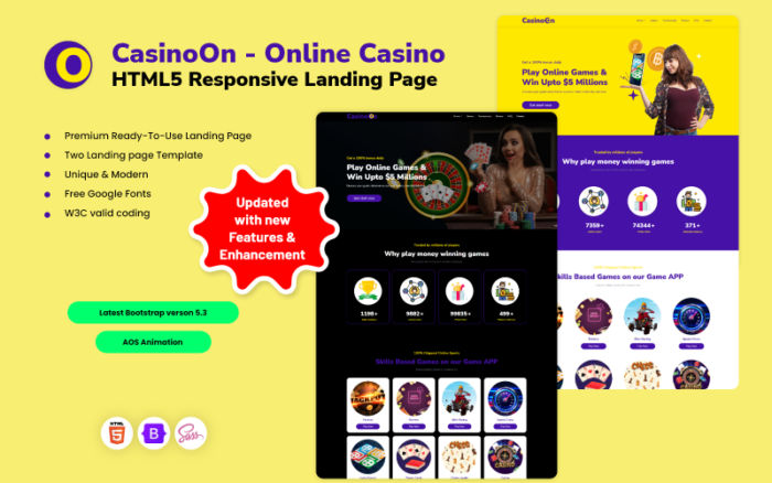 CasinoOn - Halaman Arahan Responsif HTML5 Kasino Online