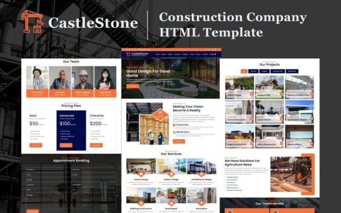 CastleStone - Template Situs Web HTML5 Perusahaan Konstruksi