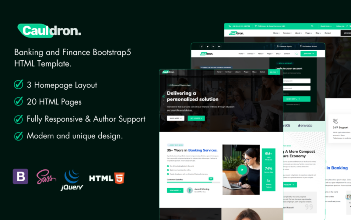 Cauldron - Template Situs Web HTML Modern Perbankan dan Keuangan