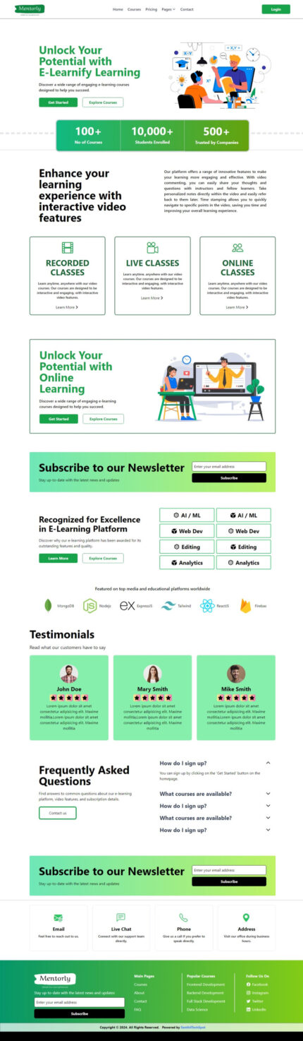 Mentorly | Template Platform E-Learning React JS Sesuai Kebutuhan Anda | Pendidikan | Kursus Pembelajaran - Fitur Gambar 1