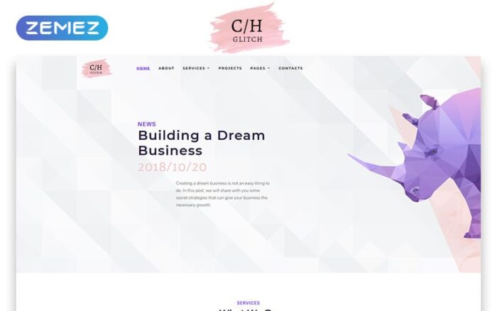 C/H Glitch - Template Situs Web HTML5 Multihalaman Bisnis