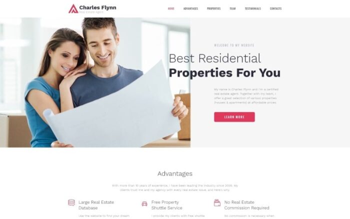 Charles Flynn - Template Halaman Arahan HTML Bersih Agensi Properti