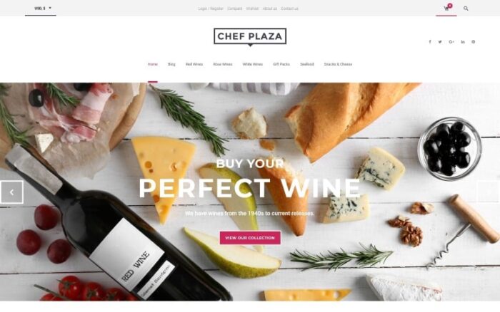 Tema WooCommerce Toko Makanan dan Anggur Chef Plaza