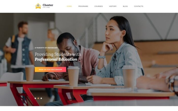 Chester - Template Halaman Arahan Bootstrap HTML Modern Universitas