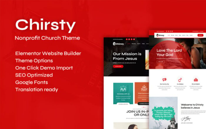 Chirsty - Tema WordPress Gereja Nirlaba Serbaguna