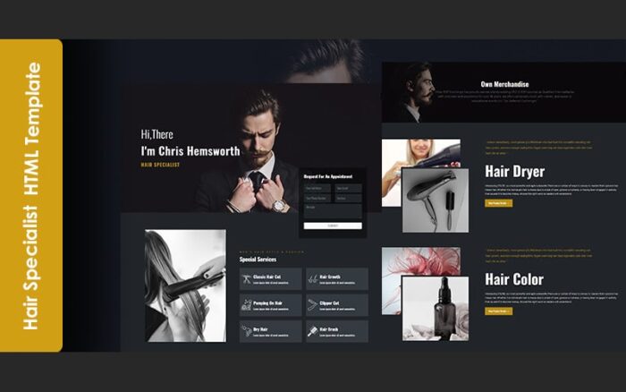 Chris Hemsworth - Portofolio Spesialis Rambut Pribadi Template Halaman Arahan HTML5 Responsif