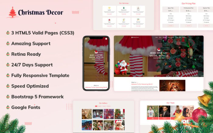 Template HTML situs web dekorasi Natal