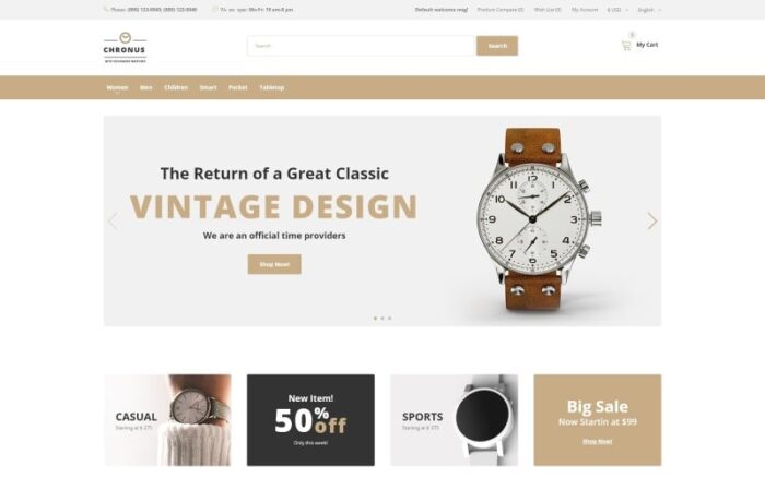 CHRONUS - Watches Shop OpenCart Template