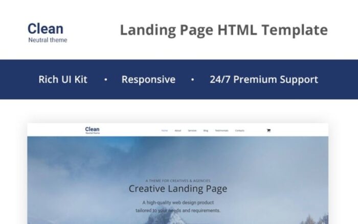 Template Halaman Arahan HTML5 Bersih - Netral