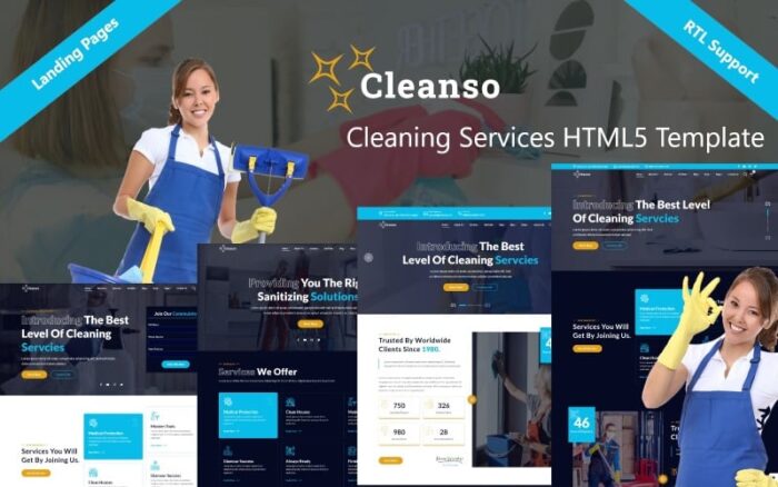 Cleanso - Layanan Kebersihan & Template Halaman Arahan HTML5 Responsif Bootstrap5 Serbaguna