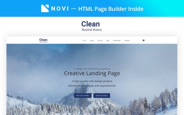 Clear - HTML Agensi Kreatif Sederhana dengan Template Halaman Arahan Novi Builder