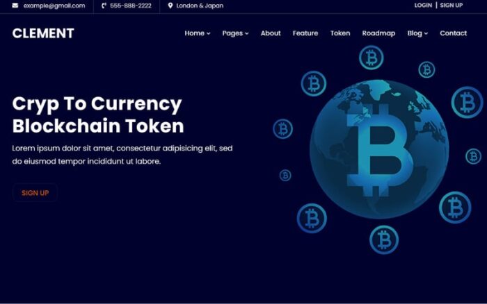 Clement - Template Situs Web ICO Bitcoin & Mata Uang Kripto