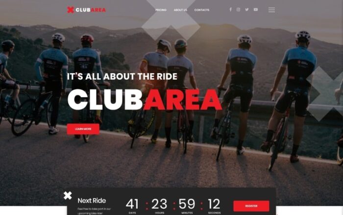 Clubarea - Template Situs Web HTML Kreatif Multihalaman untuk Bersepeda