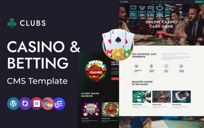 Klub - Kasino Online, Permainan dan Taruhan Tema WordPress Elementor CMS