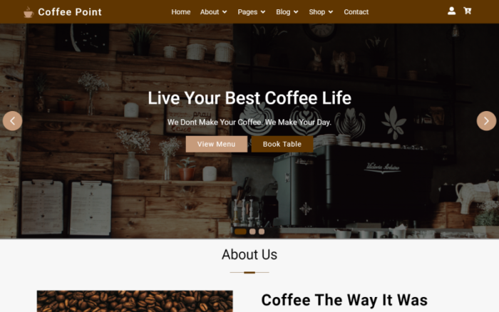 Coffee Point - Template Situs Web React Kedai Kopi