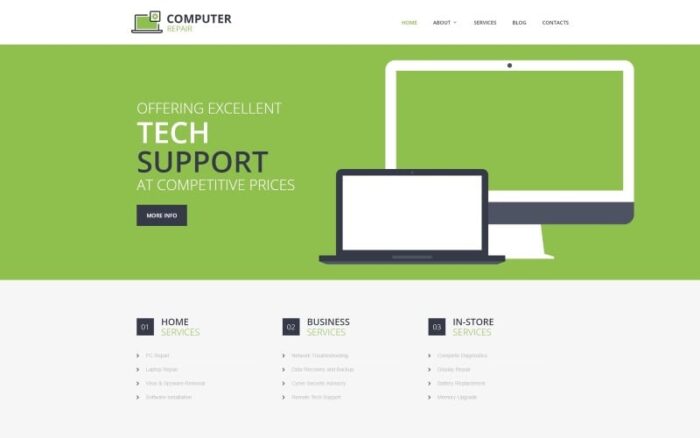 Template Situs Web HTML Responsif Perbaikan Komputer - Elektronik & Gadget