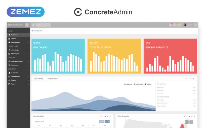 ConcreteAdmin - Template Admin Dasbor Bersih