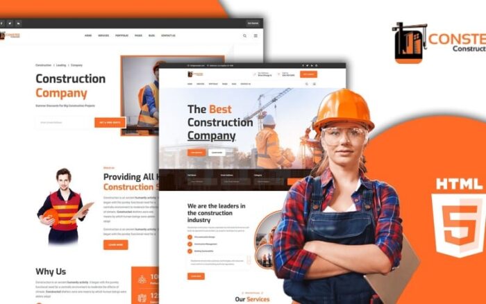 Templat Situs Web HTML5 Constee Construction Services