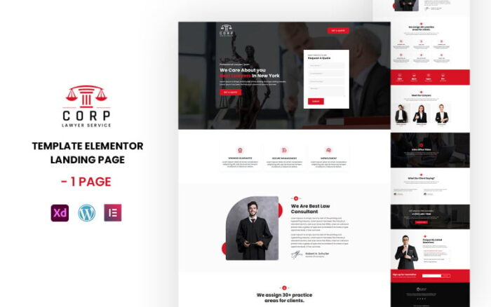 Pengacara Perusahaan - Template Elementor Siap Pakai untuk Pengacara dan Pengacara