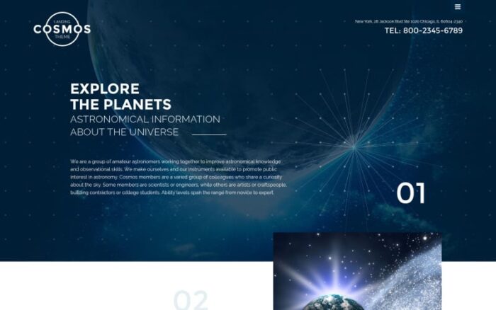 Templat Situs Web Tema Cosmos Landing