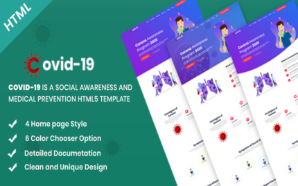 Covid-19 Social Awareness and Medical Prevention Landing Page Template