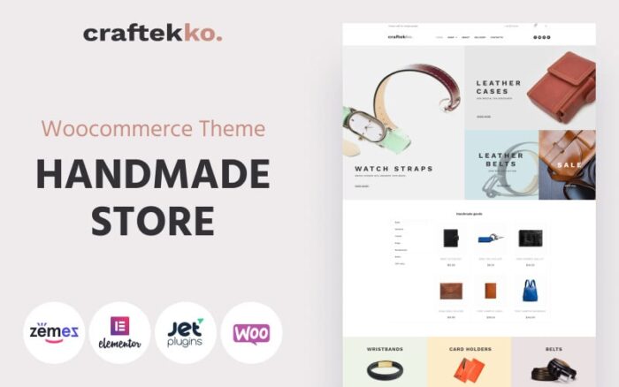 Craftekko - Tema WooCommerce Elementor Bersih Buatan Tangan ECommerce