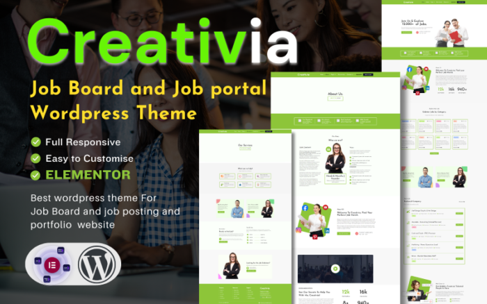 Papan Pekerjaan dan Solusi Pekerjaan Creativia - Tema Wordpress