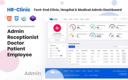 CRM - HR-Clinic | Clinic, Hospital, Medical Admin Template