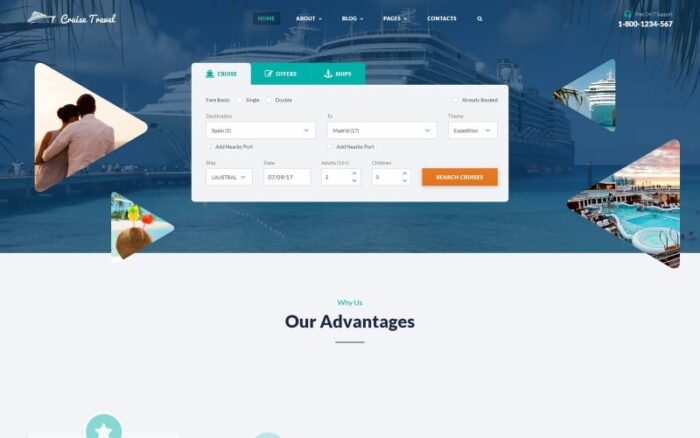 Template Situs Web Multihalaman Agen Perjalanan - Cruise Travel