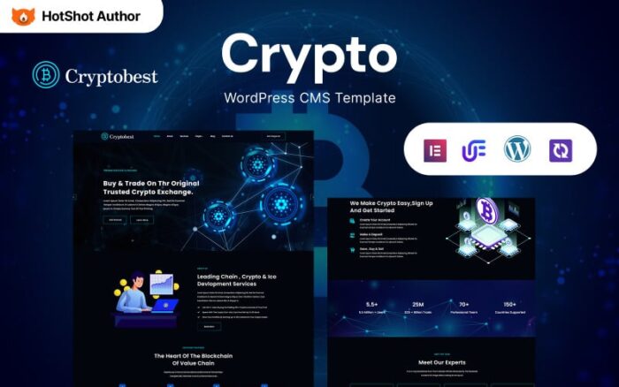 CryptoBest - Tema WordPress Elementor Mata Uang Kripto dan Bitcoin